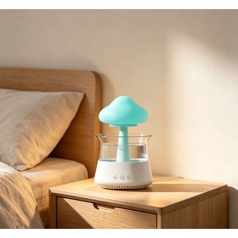Humidificateur nuage pluie diffuseur d’huiles essentielles lampe 7 couleurs LED avec télécommande alimentation USB‑Type‑C pour maison chambre (1/3)