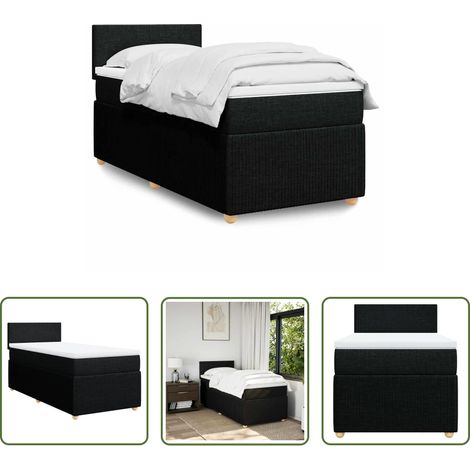 vidaXL Sommeil réparateur - Sommier à lattes de lit avec matelas Noir 90x190 cm Tissu (1/5)
