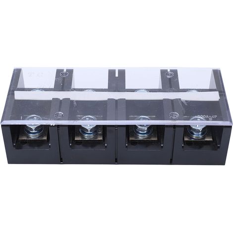 Jeu de 2 borniers à vis double rangée 4 positions 200A, barrette de connexion électrique robuste pour câblage industriel (1/5)