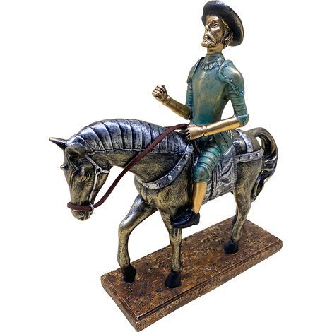 Signes Grimalt Don Quijote auf Pferd, graue Personenfigur – 24 x 23 x 7 cm
