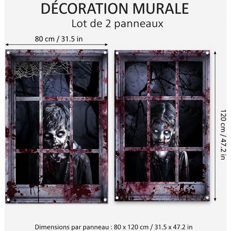Lot de 2 Décorations de Fenêtre Halloween 80x120 cm Modèle 31WS-54 en Polyester 31ws-54 30 × 25 × 1 cm 160 g – Livraison gratuite