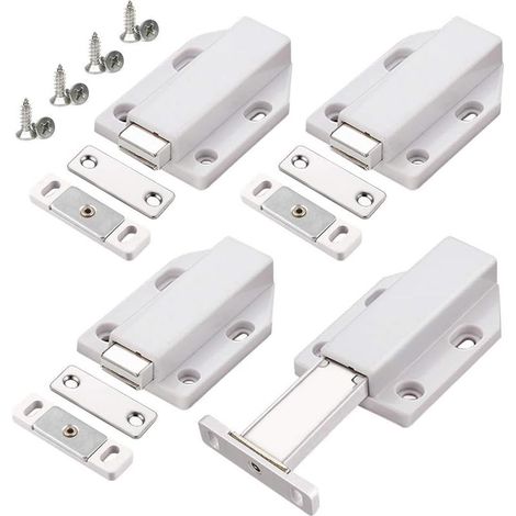 Push to Open 4 Pièces Push Open Poussoir Porte Placard Aimant Fermeture pour Armoire Tiroir Systeme Loquet Magnetique Verrou Poussoir Porte Amortisseur Pour La Porte de Placard (1/5)