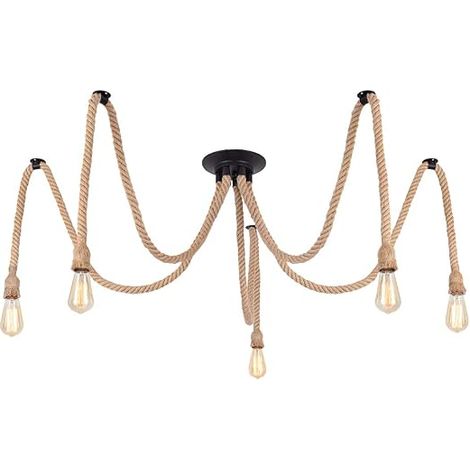 Suspension Luminaire Lampe Lampe Lustre,Suspensions en corde de chanvre pour salon,salle de restaurant, bar, café (1/5)