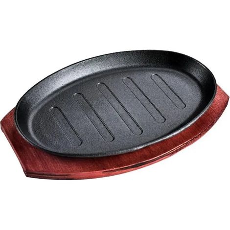 Plaque chauffante pour viande avec plateau en bambou, poêle à griller Fastar, poêle à barbecue (1/5)