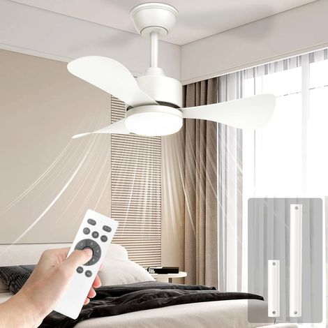 71cm Ventilateur Plafond Avec Lumière et Télécommande, Silencieux, 3 Pales, LED Pour Chambre, Moteur DC Réversible, 6 Vitesses (1/5)