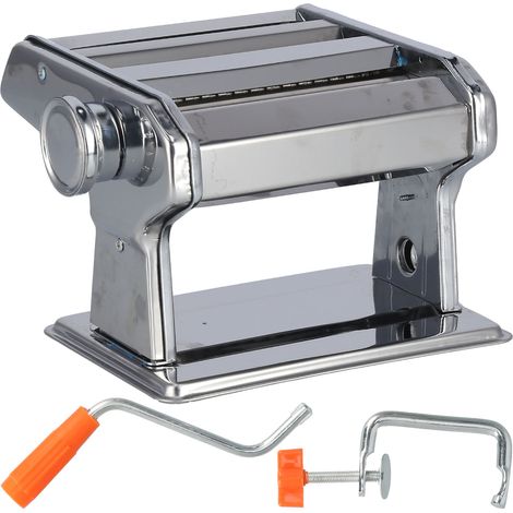 Rouleau à pâtes en acier inoxydable, 9 épaisseurs réglables, machine à nouilles pour spaghettis et raviolis (1/5)