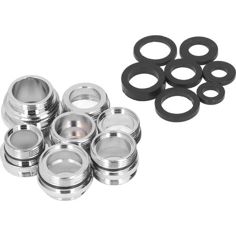 Kit de 7 adaptadores macho y hembra para grifos con junta de latón y aireador, compatibles con mangueras de jardín y fregaderos de cocina.