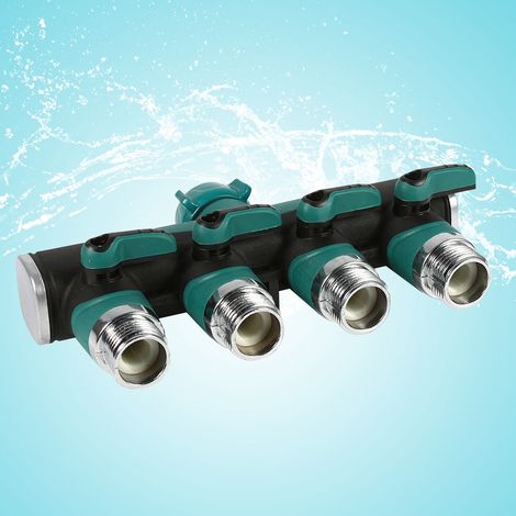4-Wege-Wasserhahnverteiler-Adapter für die Gartenbewässerung [Kunststoff/Zinklegierung] Flexibler Anschluss [Amerikanischer Standard 3/4 Zoll] (1/5)