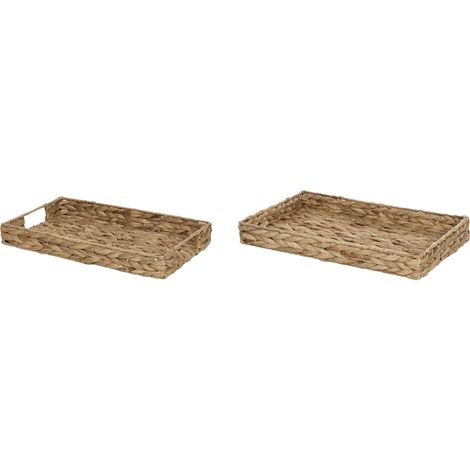 Conjunto de 2 bandejas decorativas boho joyero tejido jacinto de agua claro Kontum