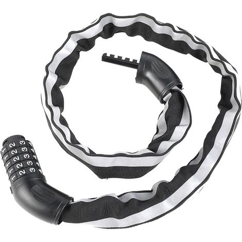 Bike Lock - Bike Padlock - Combination Bike Lock - Bike Chain Lock - High Security Bike Lock - With Reflective Strips (Black) (1/5)