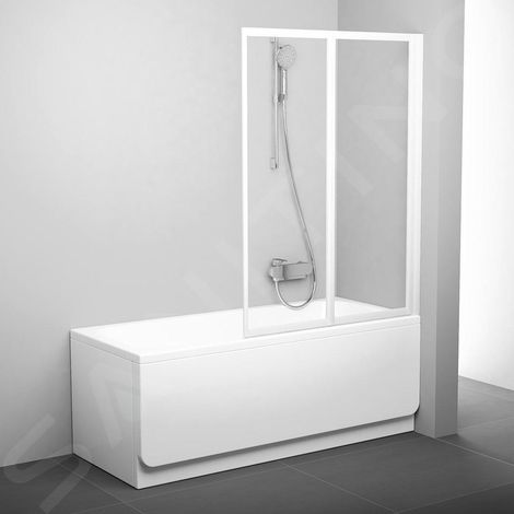 Ravak Supernova - Pare-bain pliant en deux parties VS2 105, 1045x1400 mm, blanc/verre transparent 796M0100Z1 (1/3)