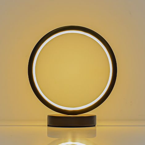 Runde Tischlampe, dekorative Nachttischlampe, LED-Nachtlicht, energiesparend, augenschonende Lampe fürs Schlafzimmer (schwarz) (1/5)