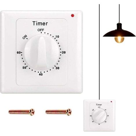 Countdown Switch: 60-Minute Timer Light Switch, Water-Proof, Installation Holes for Bathroom, Fan, Lights (1/5)