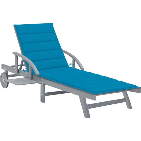 Chaise longue de jardin avec coussin Bois d'acacia solide