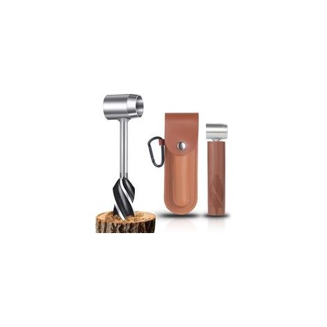 Tarière Manuelle Set, Woodworking Manual Screw Bushcraft Perceuse, Outils de Survie Manuel, Foret de Tarière à Bois, Clé de Serrage, for Outdoor, Camping Gear
