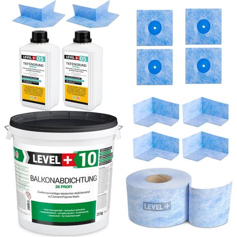 LEVEL+ Dichtset für Duschabdichtung Bad Dichtband Flüssigfolie 20kg SET29 (1/4)