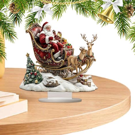 Décorations Noël pour Table Sapin Père Noël en Acrylique 2D Décoration De Bureau Pour Les Fêtes De Fin D'Année Maison, Studio, Restaurant, Centre Commercial, Chevet, Bibliothèque, (1/5)
