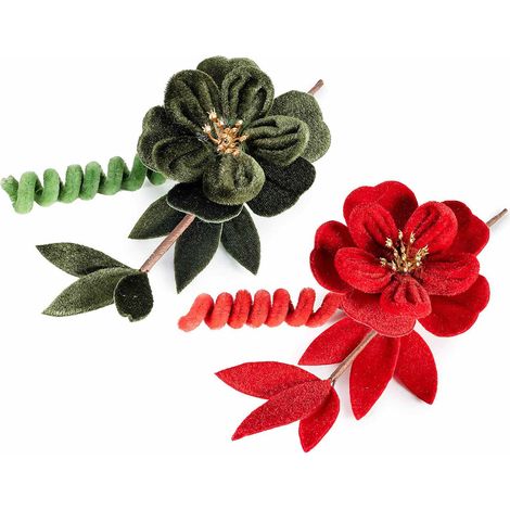 Pics anémone en velours avec pistil doré, lot de 12