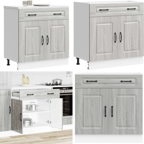 Mueble bajo de cocina Kalmar gris sonoma madera de ingeniería - Almacenamiento bajo cocina - Madera de ingeniería