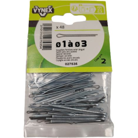 Goupilles fendues assorties diamètre de 1 à 3mm 48 pièces VYNEX