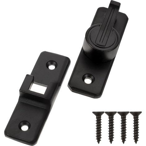 Verrou de Porte à 90 Degrés Noir Moraillon de Verrouillage en Acier Inoxydable Loquet de Porte Intérieur sans Perçage Adapté Salle de Bain et Serrure Anti-effraction Robuste (1/5)