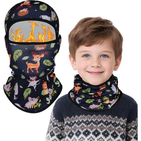 Cache-cou et cagoule enfant motifs animaux, hiver chaud et respirant (1/5)
