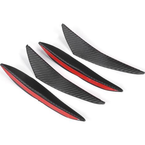 4 Pièces Spoiler Bandeau Pare-Choc Avant Carbone Caoutchouc Auto Décoration Universel Fin