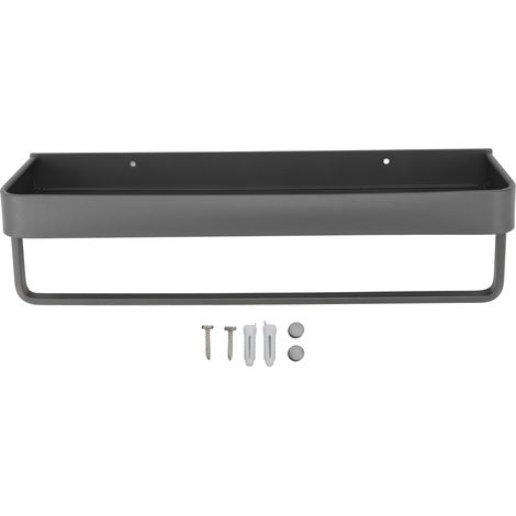 Étagère en aluminium sans perçage pour salle de bain, porte-serviette mural fixé au mur, organiseur de serviettes sans crochet (1/5)