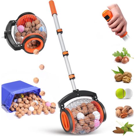 Adjustable and lightweight nut gatherer made of durable plastic – multifunctional picker for nuts, chestnuts and fallen fruit, ideal for gardens and farms