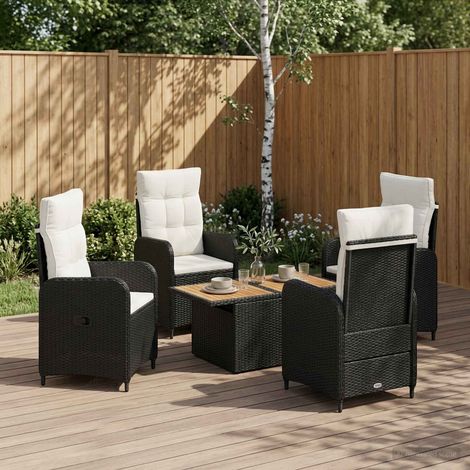 vidaXL Ensemble de repas extérieur 5 pc Noir et blanc crème (1/5)