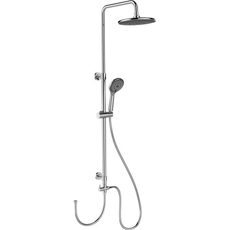 Wenko – Colonne de douche pluie 3 jets – Pommeau ciel pluie 22,5cm – Douchette 11cm – Flexible 1,5m – Hauteur réglable 75-120cm – Chromé