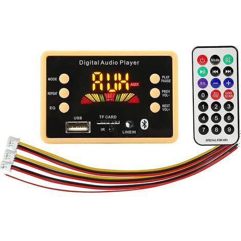Module décodeur lecteur MP3 USB 12 V pour voiture avec télécommande, radio FM et auxiliaire USB