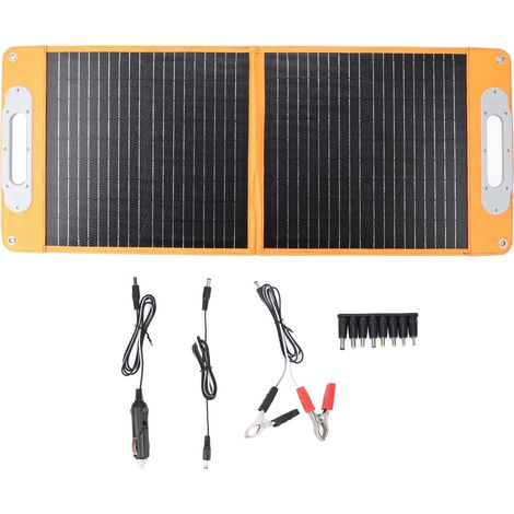 Ortviai Panneau Solaire Pliable 60 W, Silicium Monocristallin Étanche pour Ordinateur Portable, Téléphone et Voiture 12 V (1/5)