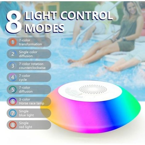 Tragbarer Bluetooth-Lautsprecher, 8 Beleuchtungsmodi, HD-Stereo-Sound, ideal für Pool, Dusche und Outdoor-Aktivitäten – Blau