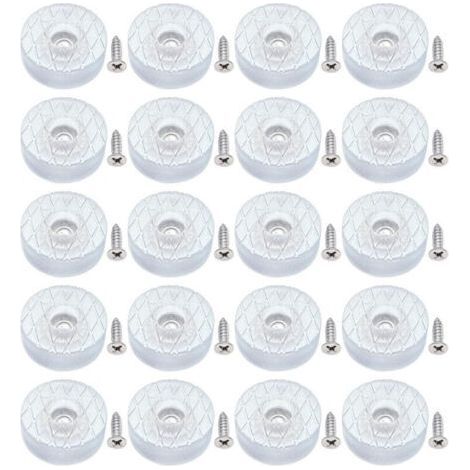 20 protectores de suelo redondos de silicona de 30 mm, antideslizantes y silenciosos, con tornillos, aptos para patas de sofá y cojines de sillas. (1/5)