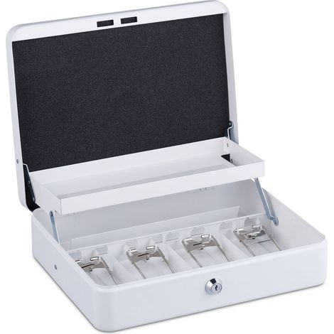 Práctica caja de dinero con cerradura para clasificación de monedas 8,5 x 30,5 x 24,5 cm de hierro negro 130015225 (1/5)