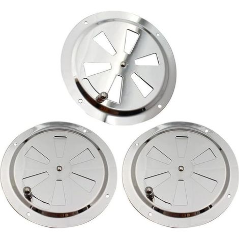 3 Pièces Grille de Ventilation Ronde, Rosette de Ventilation en Acier Inoxydable Grille d'Aération 125 mm, Ouverture d'Aération Réglable Ventilateur à Branchies, pour Fumeurs, Camping-Cars (1/4)