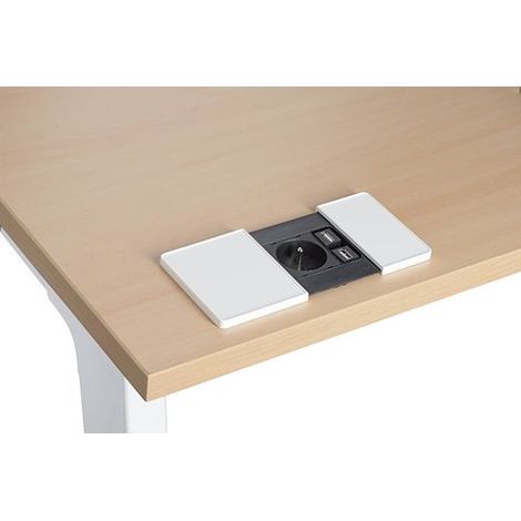 Prise encastrable - 1 prise secteur + 2 ports USB - blanc - Maxiburo (1/4)
