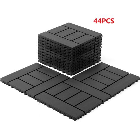 Set di 44 piastrelle per pavimentazione in polipropilene PP 30,5x30,5cm Piastrelle a incastro per giardino, esterni e interni Rimovibili Ideali per balconi e piscine Colore grigio