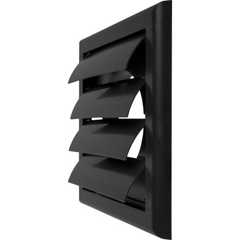 Couvercle de ventilation de 10,2 cm - Couvercle de ventilation mural en plastique noir - Couvercle de ventilation à lamelles pour l'extérieur - Ventilation de hotte, ventilation (1/5)
