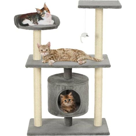 Arbre à chat avec poteau à griffes en sisal, 95 cm, gris