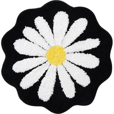 ZHIJIA PREMIUM Tapis de bain fleuri antidérapant, absorbant et à séchage rapide, pour douche et baignoire, 40 x 40 cm, noir (1/3)