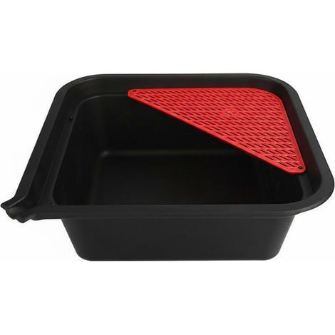 Bac de Récipient Collecteur Fluide Grille Retenue Anti-débris Conception Ergonomique Usage Adapté à Mécanicien Entretien Voiture Atelier Garage (1/2)