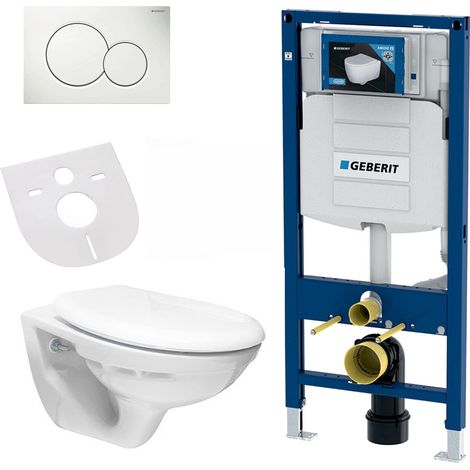 Belvit Hänge WC Set Weiß spülrandlos mit Softclose Sitz, Geberit UP100, Schallschutz und Betätigungsplatte