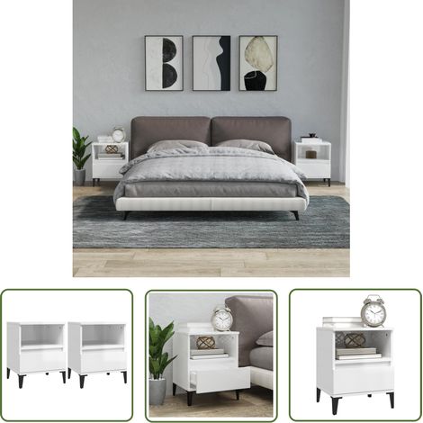 The Living Store Nachttische 2 Stk. Hochglanz-Weiß 40x35x50 cm - Nachttisch - Beistelltisch - Wohnzimmermöbel - Schlafzimmermöbel - Weißer Nachttisch (1/5)