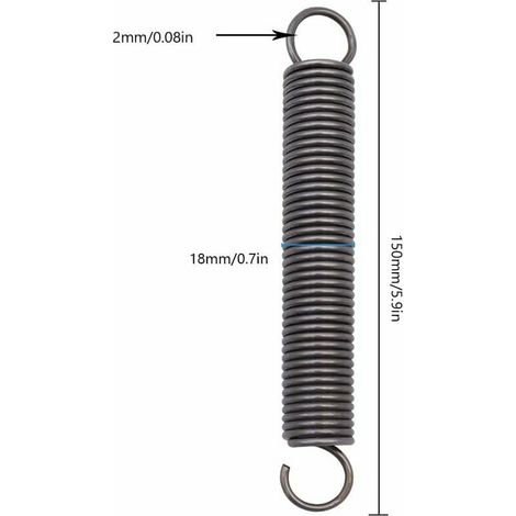Molla di trazione in acciaio estensibile a 2 parti con doppio gancio - Dimensioni: 2 x 18 x 150 mm (1/3)