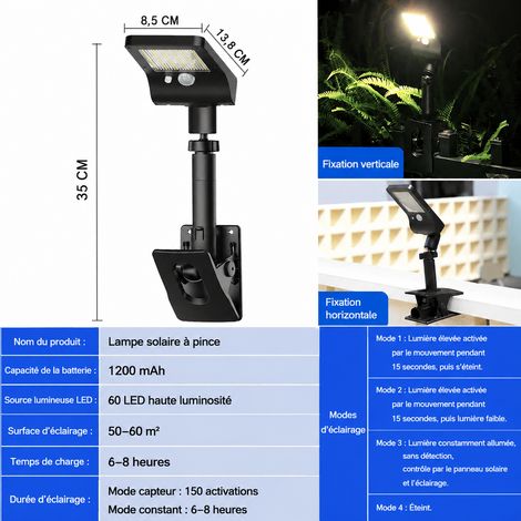 Lampe solaire LED d'extérieur à poser ou clipser lumière chaude 1 pièce 1 pièces réf 2812 11,5 × 10 × 15 cm 333 g – Livraison gratuite