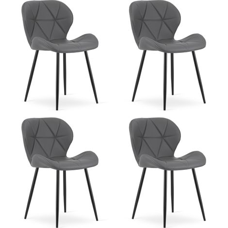 Chaise - leobert - mango - simili cuir grispieds noirs - lot de 4 211770225 (1/5)