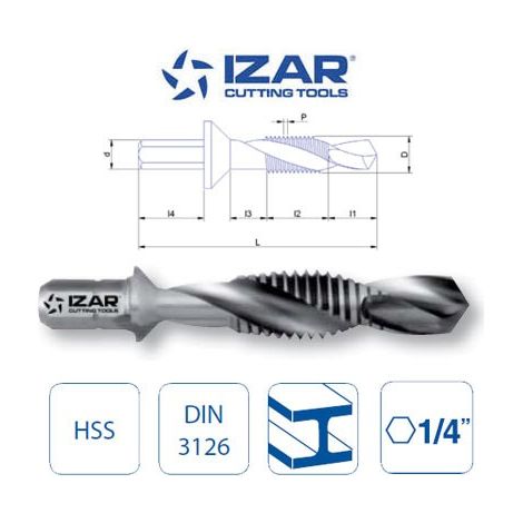 foret taraudeur HSS queue hexagonale 6 pans Izar M3 à M10 M4
