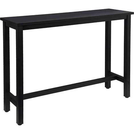 Tavolo Alto Tavolo Bar Rettangolare in Metallo e Legno 140x40x100cm Vari Colori colore: Nero